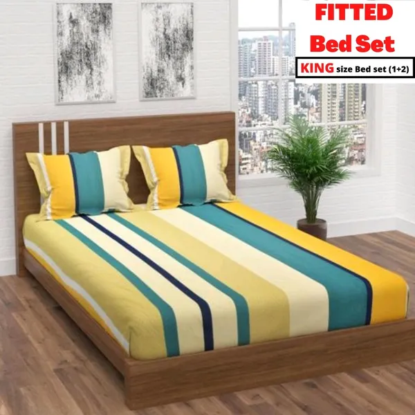 MERINO_Premium_Fitted_Elastic_Bedsheet_with_Two_Pillow_Covers_(72X78X_Up_to_10_Inches)_&_360_Degree_Elasticated